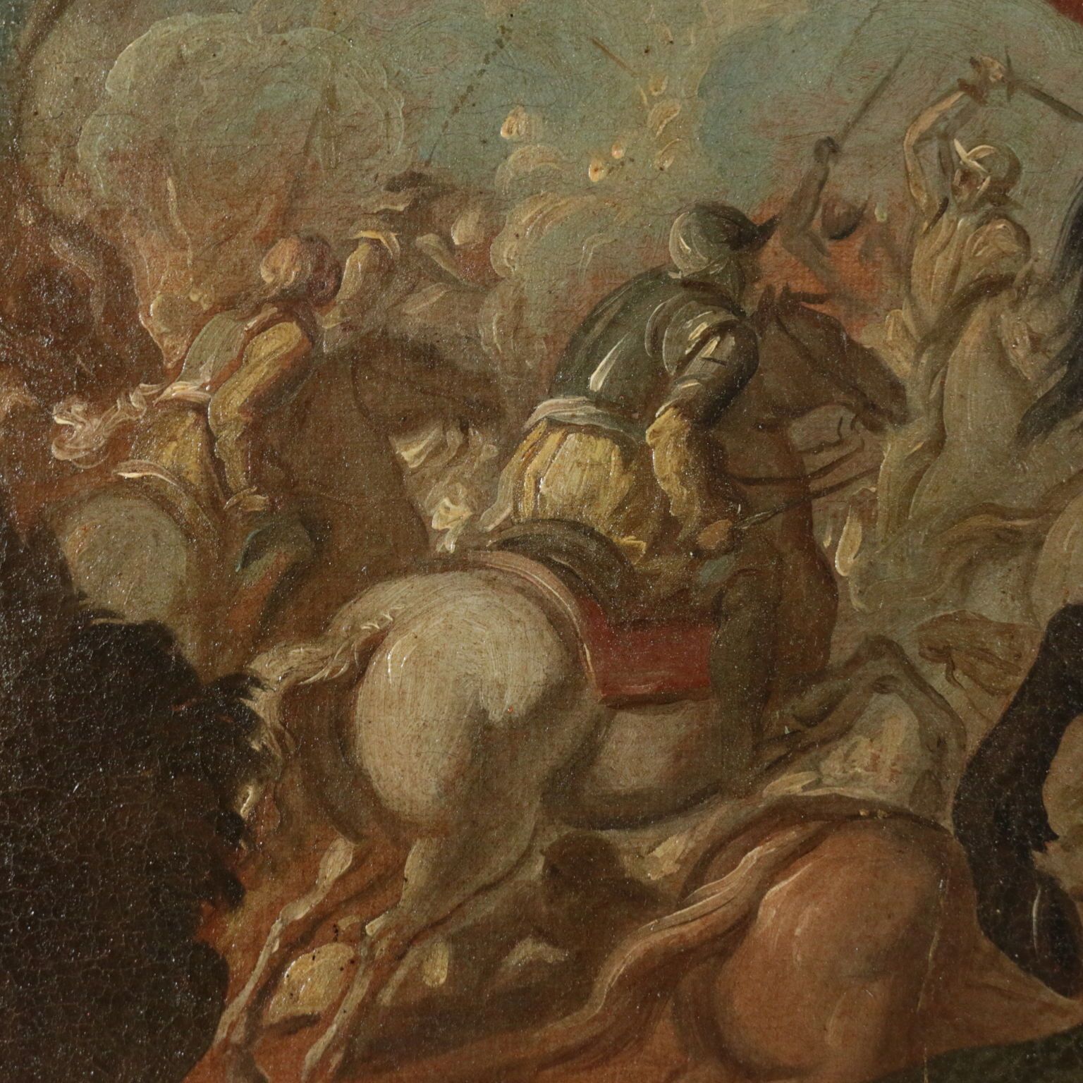 Battle Scene Oil On Canvas 17th Century photo vinterior