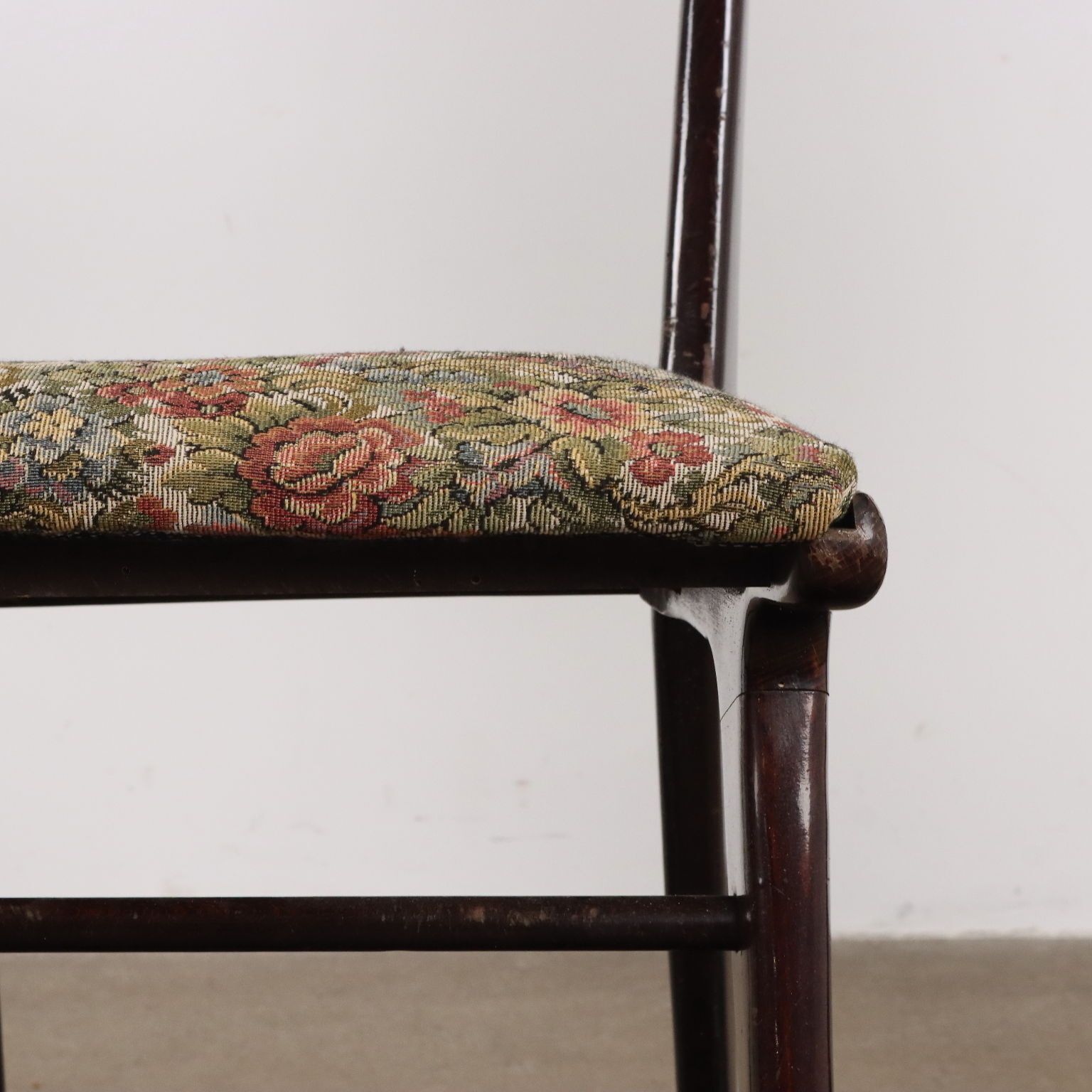 Vintage Chairs Ebony Painted Wood Fabric Italy 1960s photo 570.0