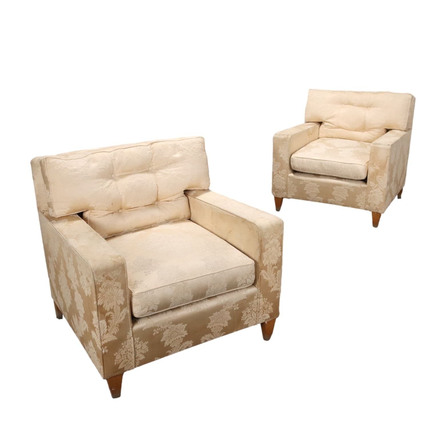 Vintage Armchairs Fabric Foam Design Italy 1950s