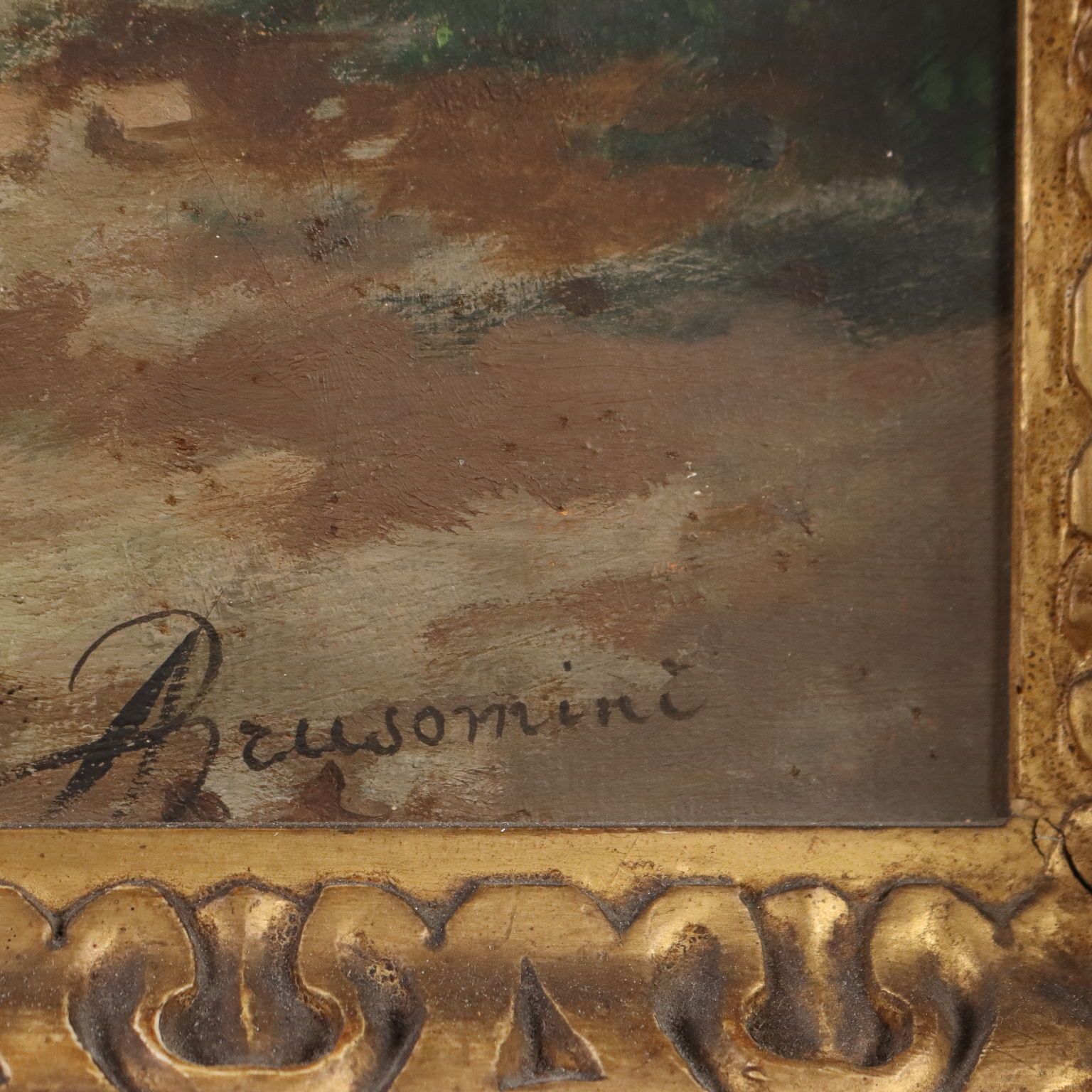 Antique Painting Signed A. Brusomini Maccari XIX Century photo vintage