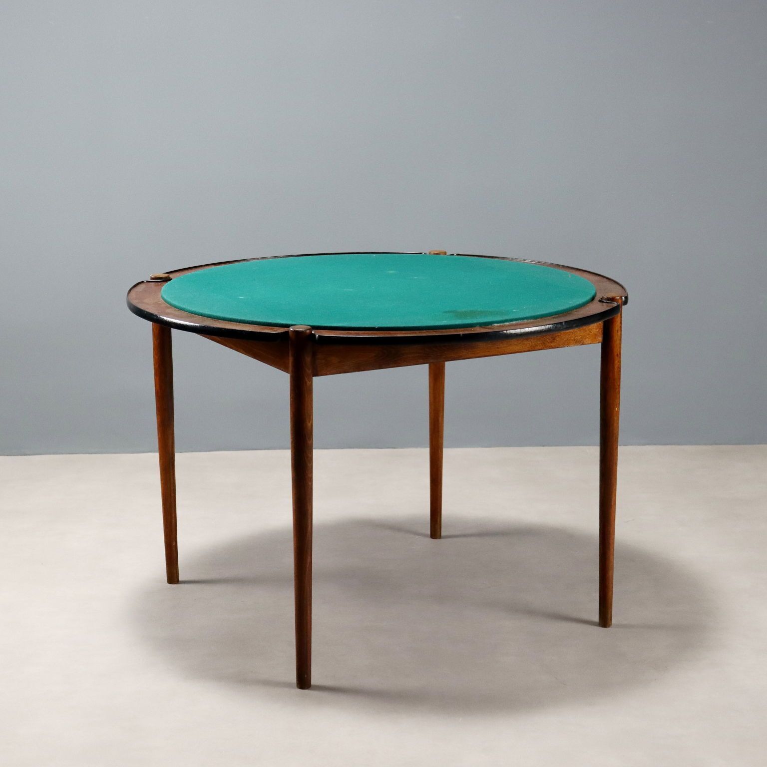 Furniture Vintage Round Game Table Design Exotic Wood Italy 1960s photo