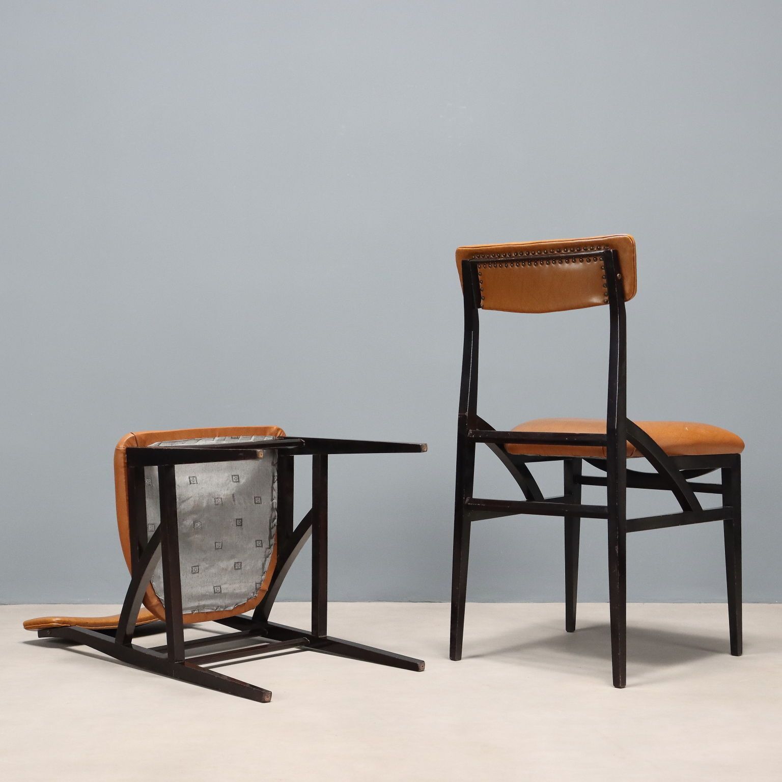 photo for sale Vintage Chairs Leatherette Painted Beech Design Italy 1960s