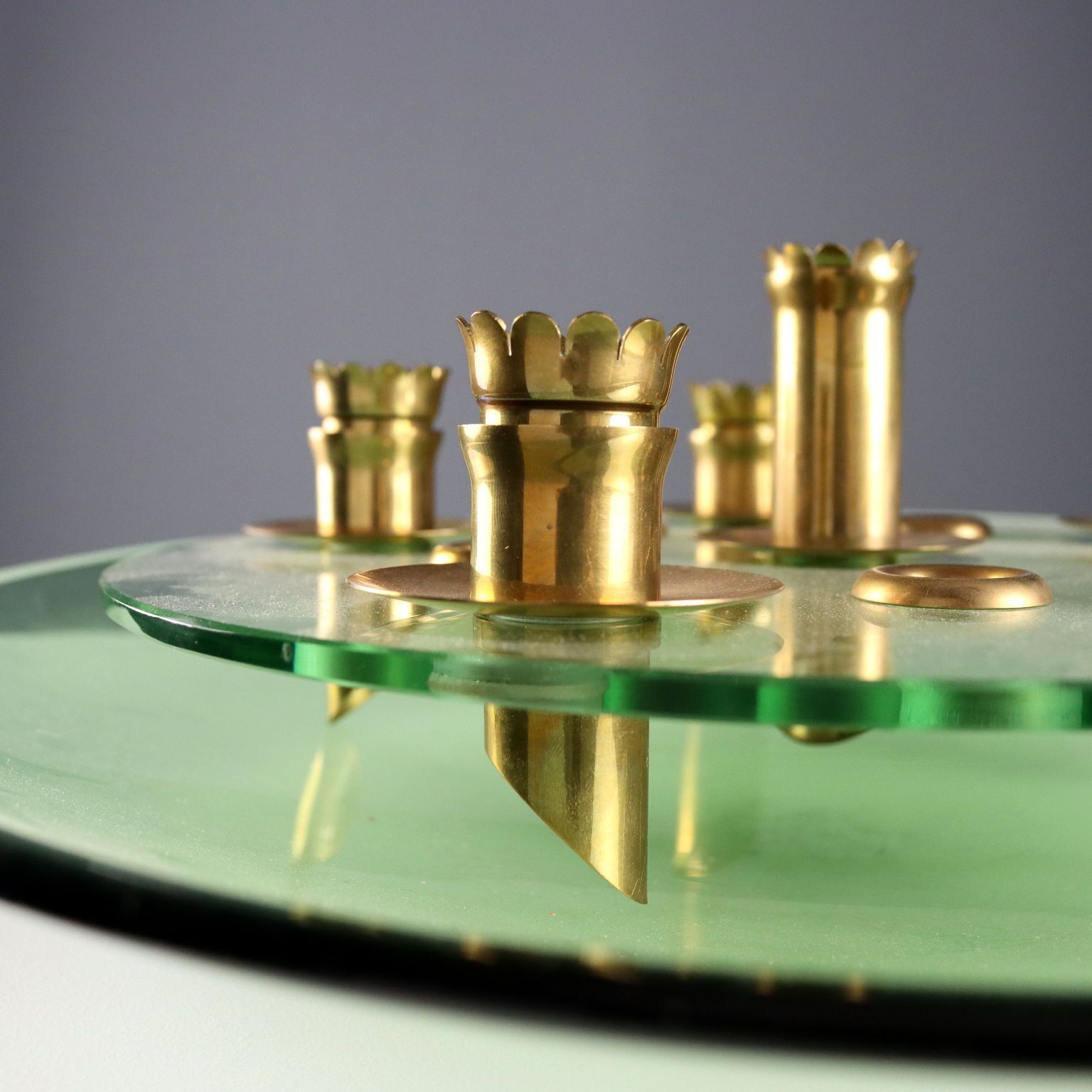 photo for sale Vintage Centerpiece Fontana Arte Style Brass Glass 1950s