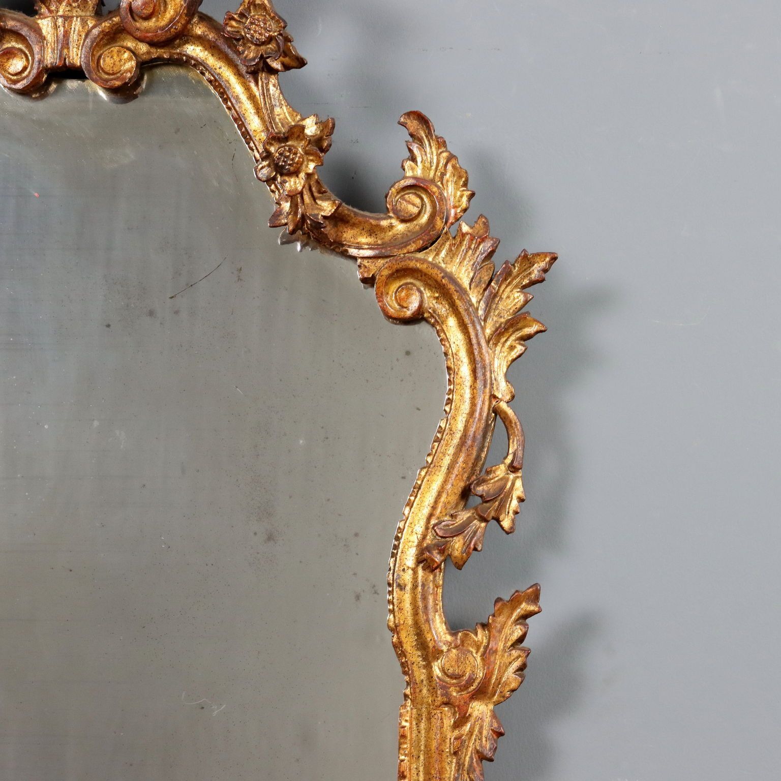 Antique Mirror Carved Gilded Wood Italy XX Century photo vinterior