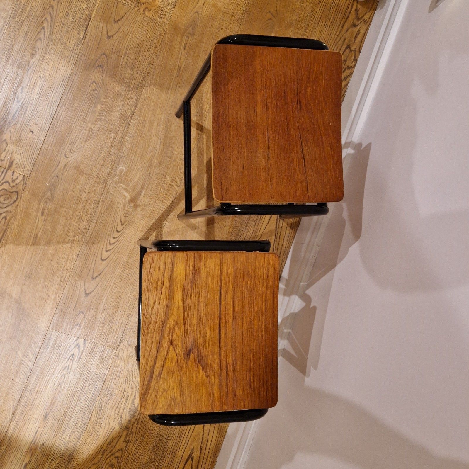 Vintage Restored Classroom Stools, Set Of 2, Industrial Metal & Wood photo vinterior