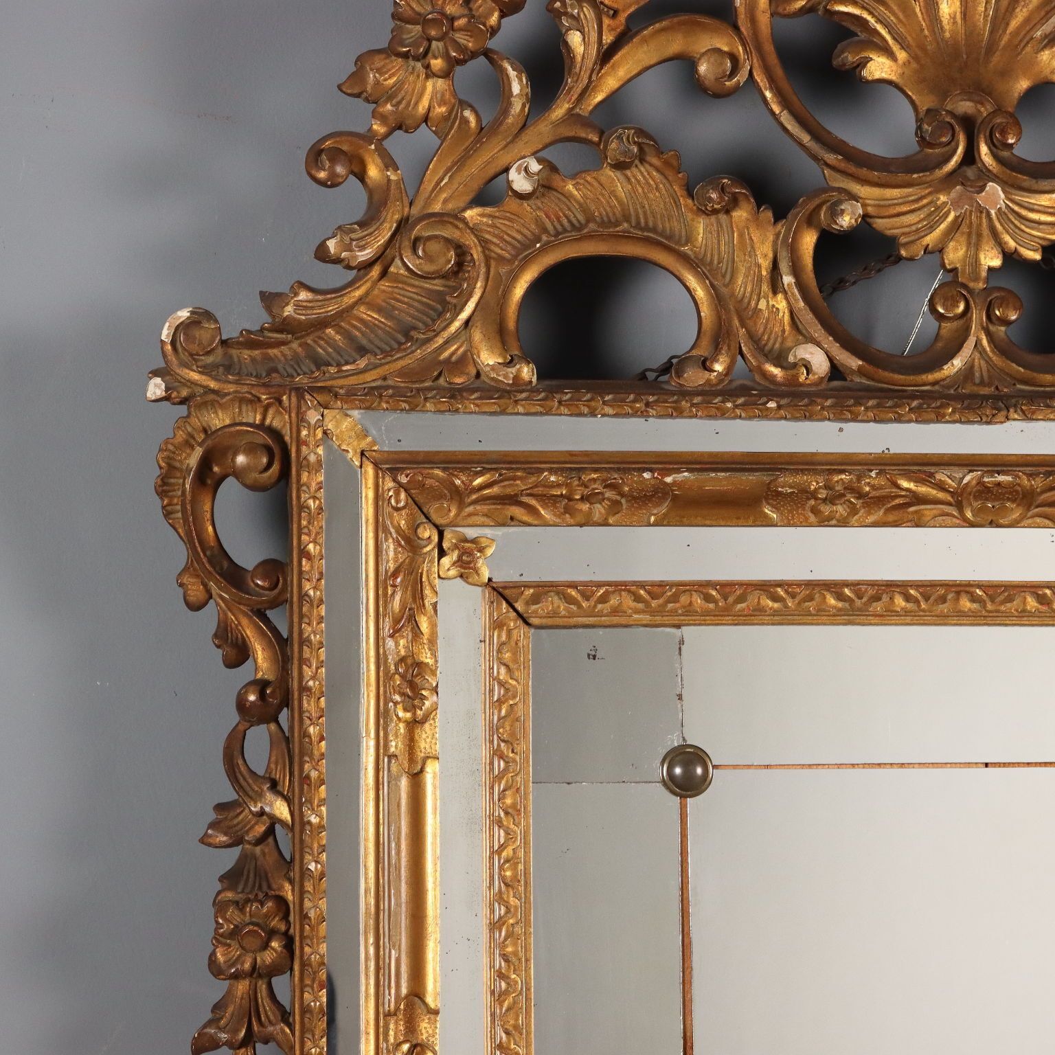 Mirror Baroque Style Carved Wood Italy XIX Century photo 1810.0