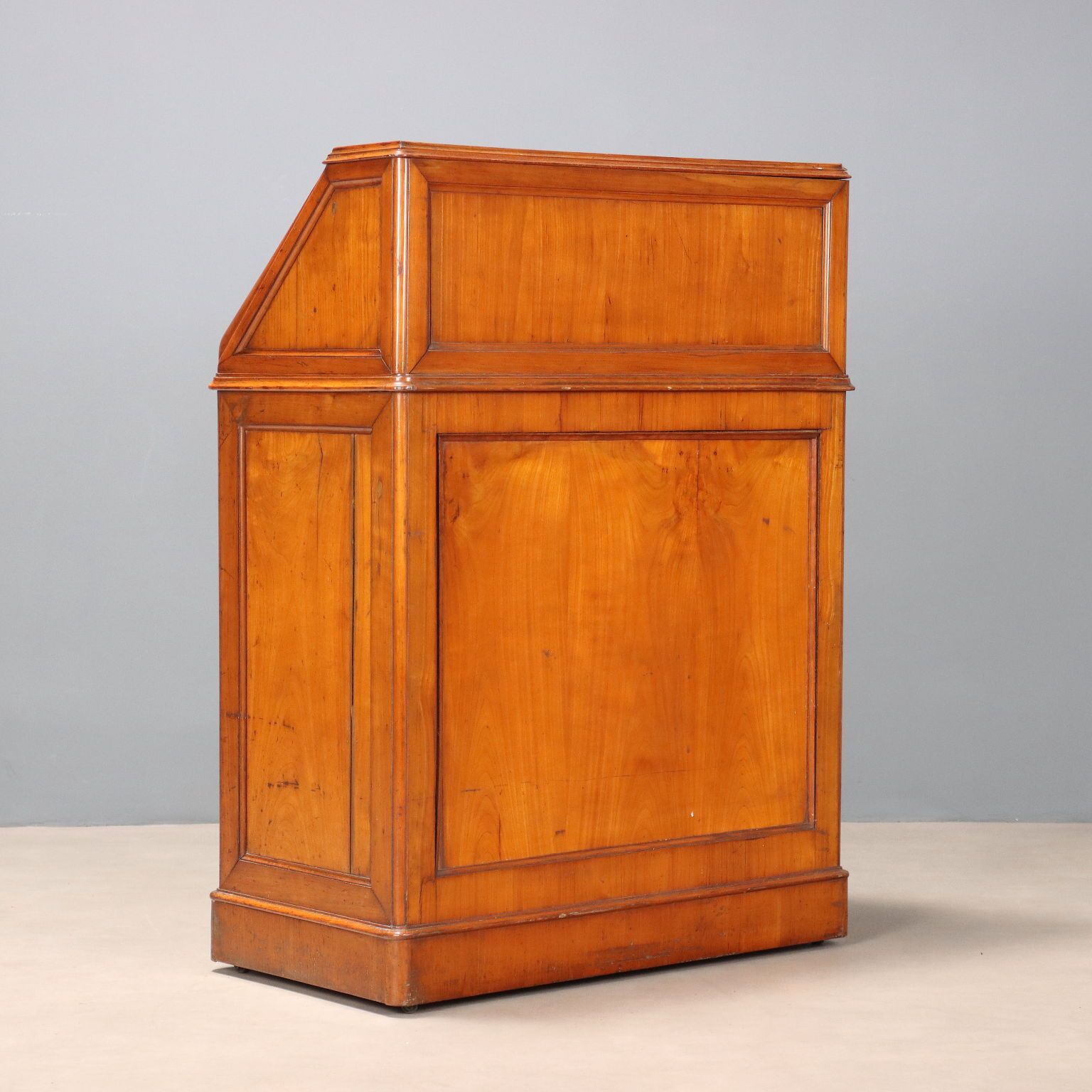 Furniture Antique Flap Cabinet Cherrywood Italy Mid XIX Century photo