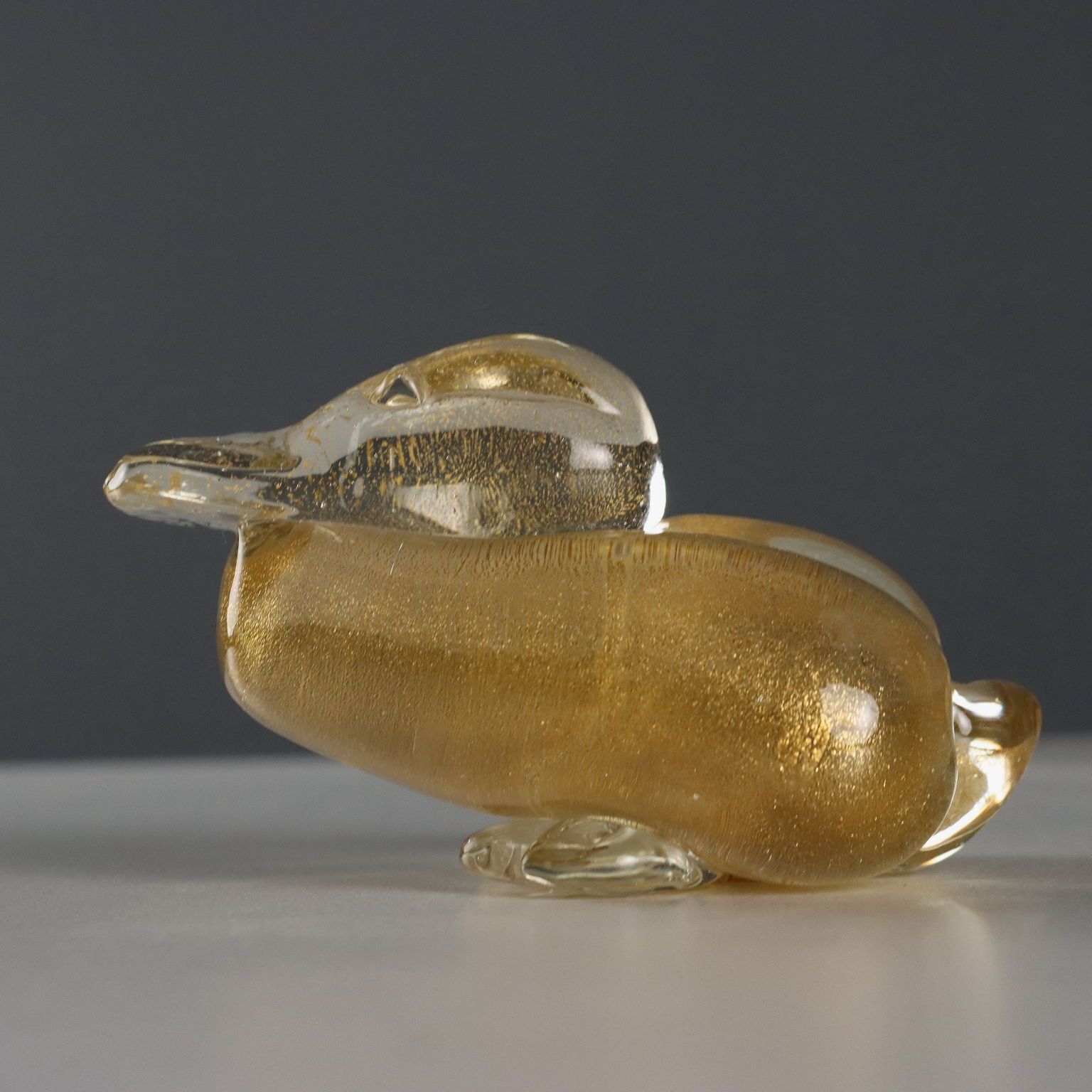 Coppia Di Papere In Vetro Di Murano Con Inclusioni In Oro photo Home Decor