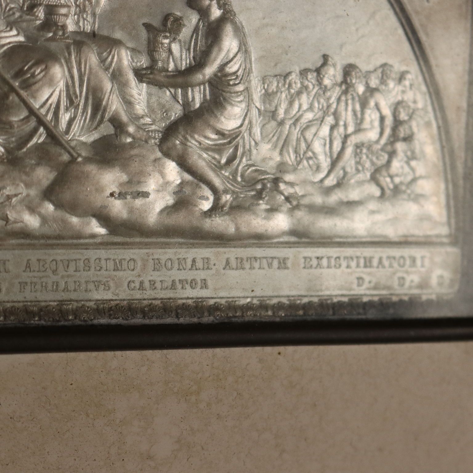 Antique Bas Felief On Metal Giuseppe Ferraris XIX Century photo vintage