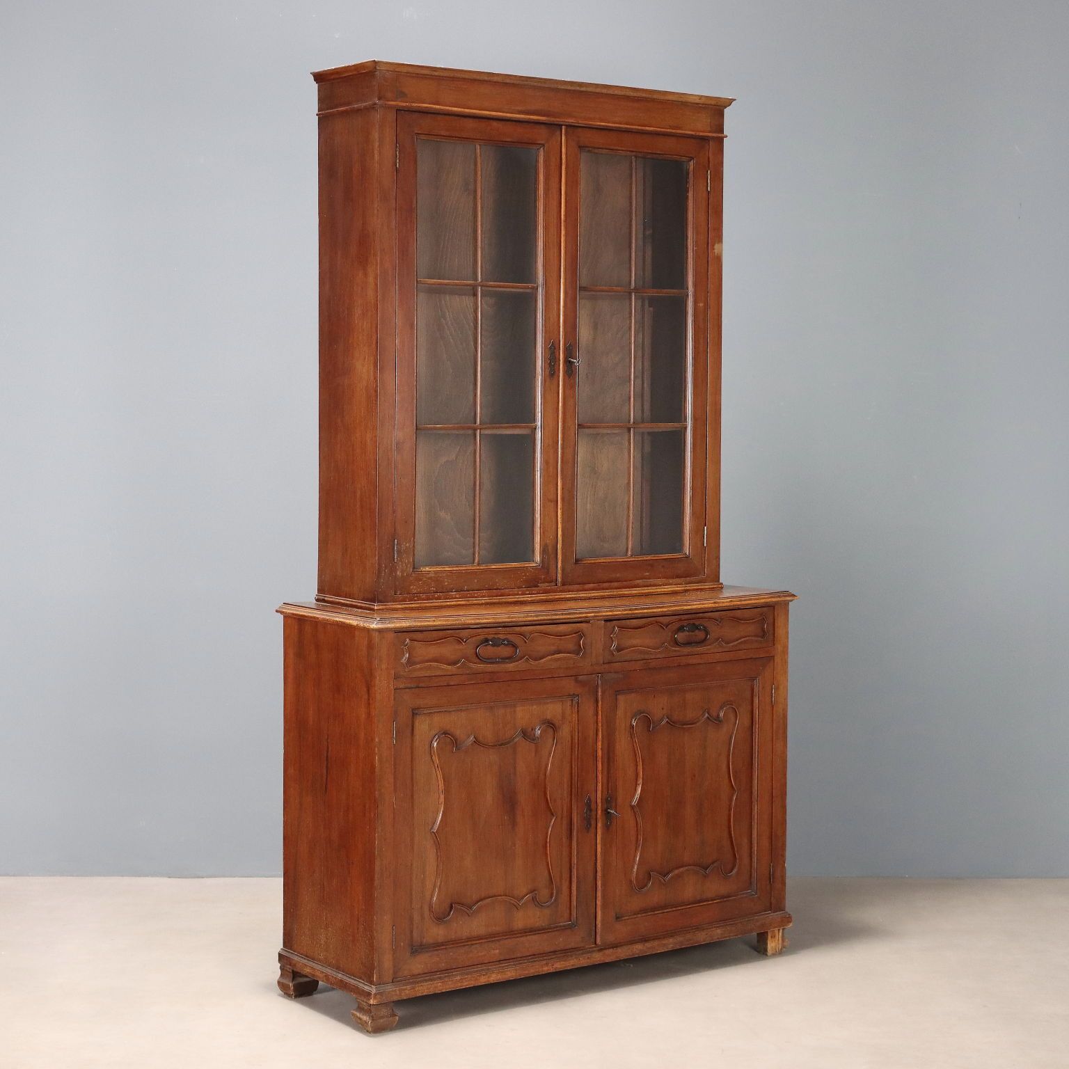 Antique Cupboard Walnut Veneer Italy XX Century