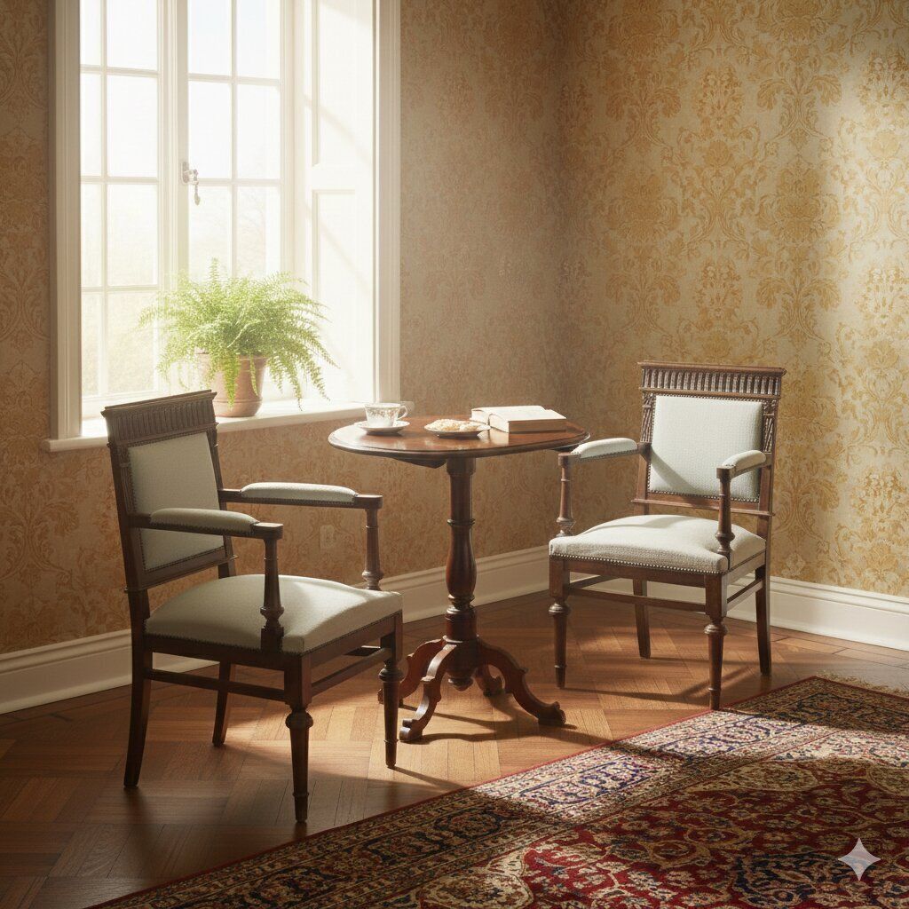 Armchairs Neo Baroque Walnut Fabric XIX Century photo furniture