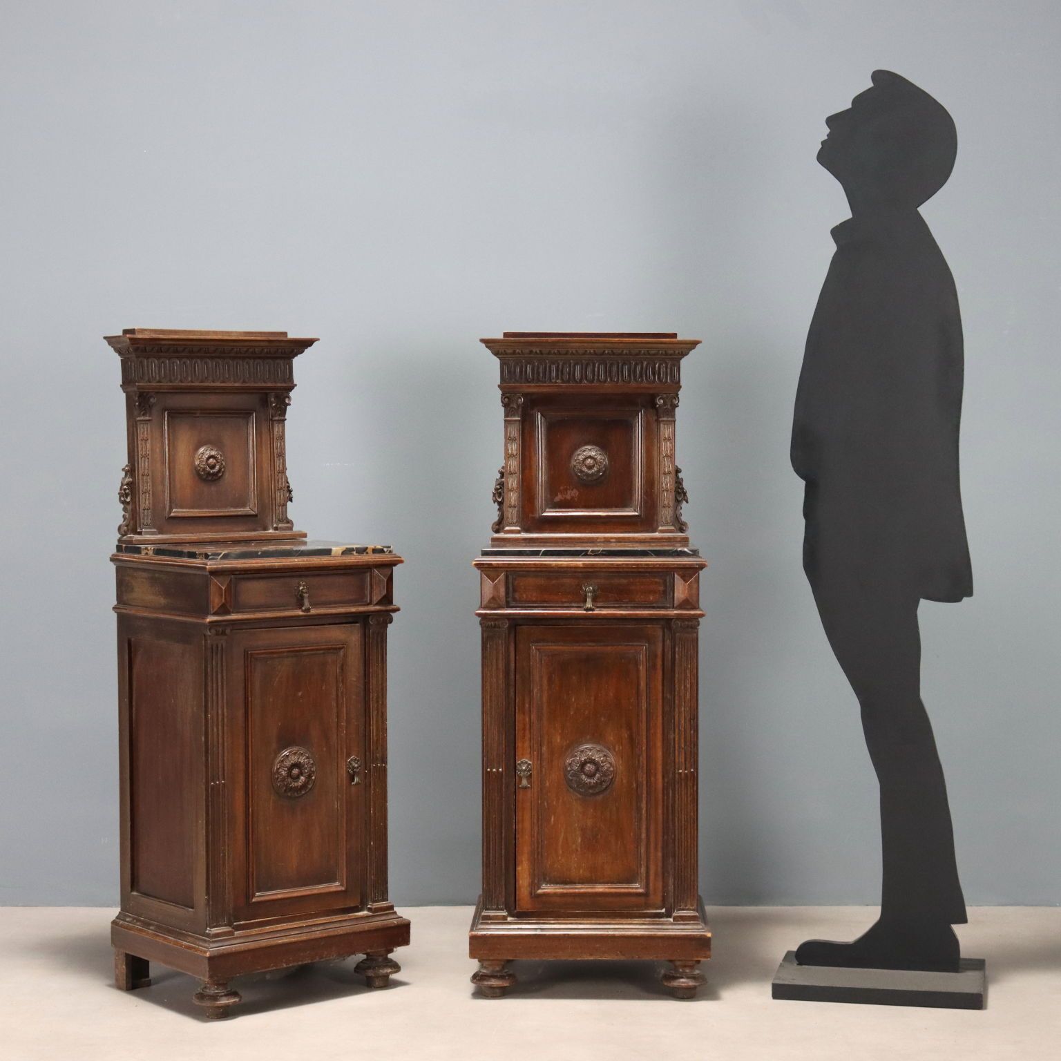 Bedside Tables Neo Renaissance Walnut Italy XX Century photo for sale