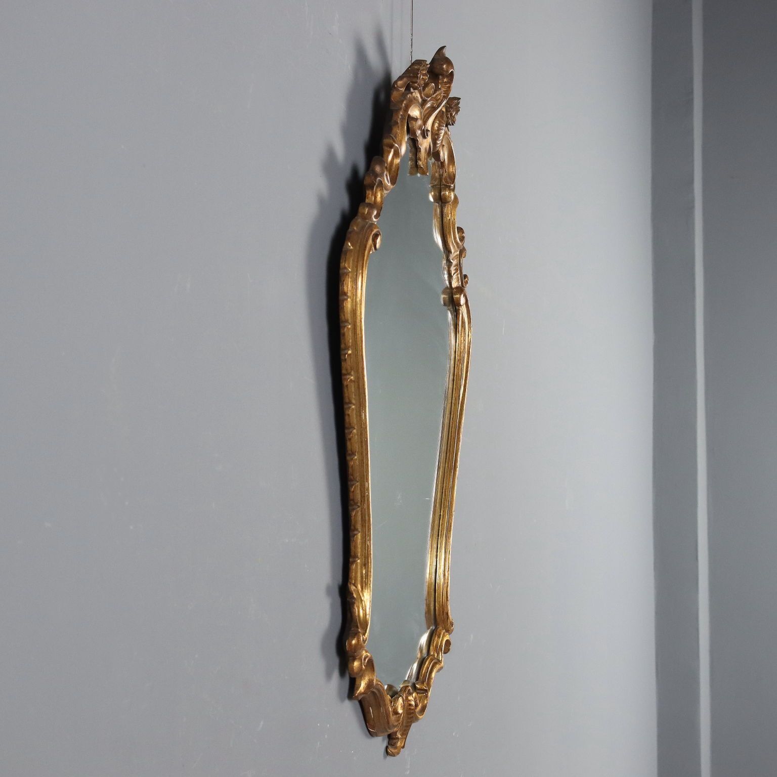 Antique Mirror Carved Gilded Wood Italy Early XX Century photo vintage