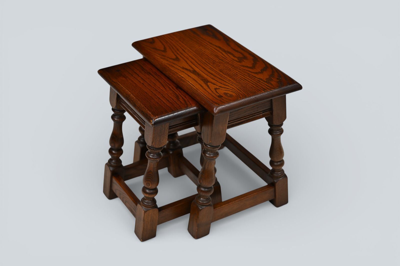 Old Charm Oak Nest Of 2 Tables Model 1494 Tudor Brown Finish Free Uk Delivery photo for sale