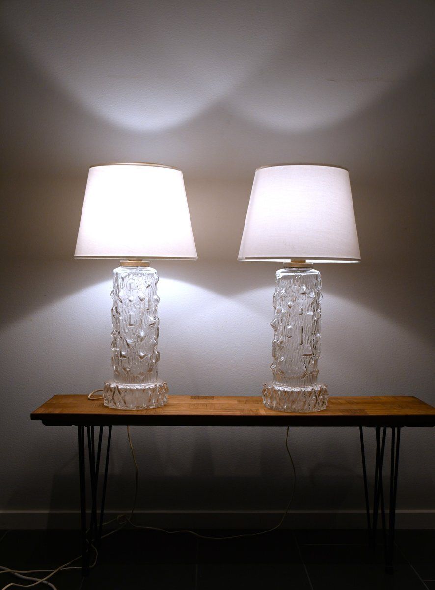 Large Glass Table Lamps By Henrik Blomqvist For Tranås Stilarmatur, 1960s, Set Of 2 photo Lighting