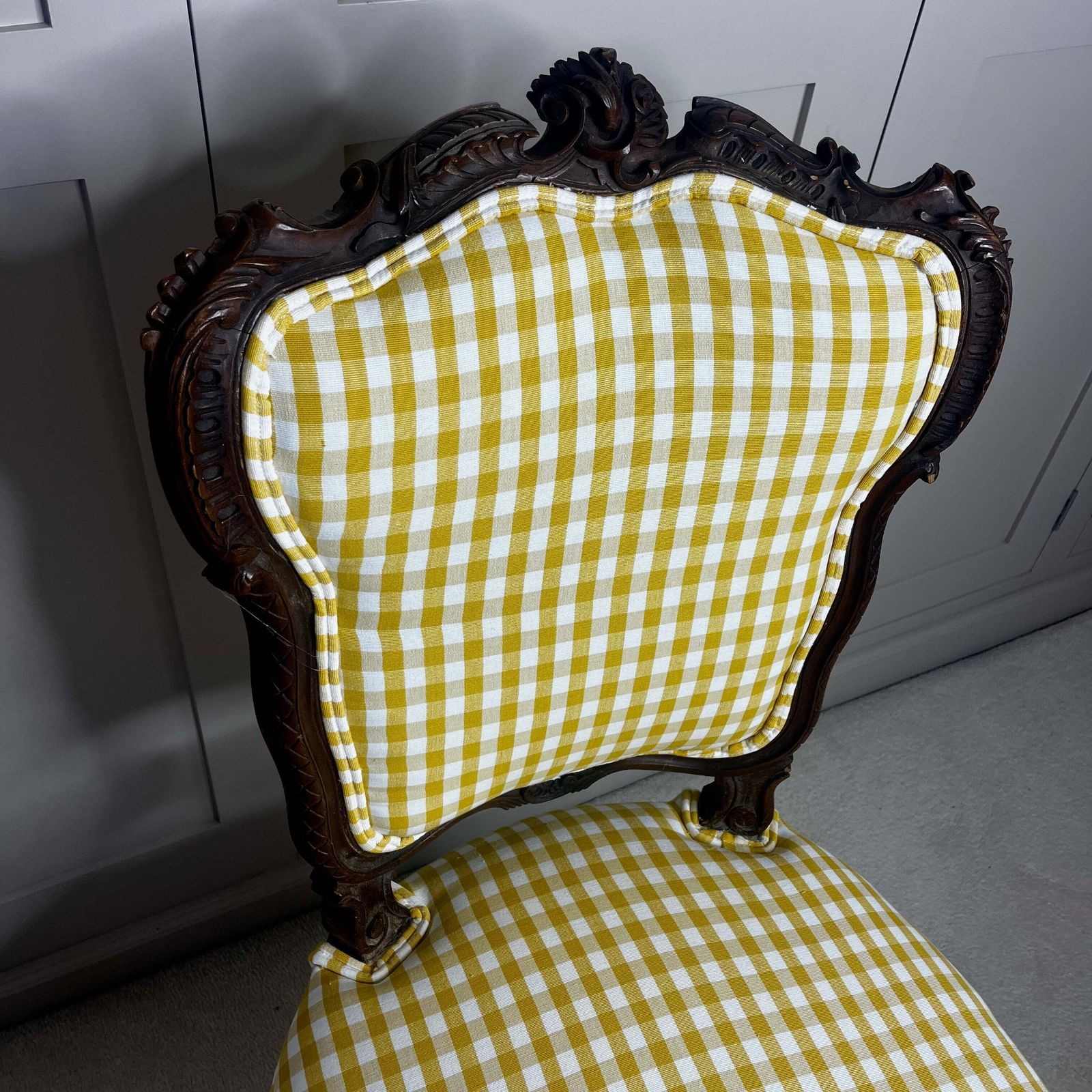 Pair Of Antique French Carved Wooden Salon Chairs photo for sale