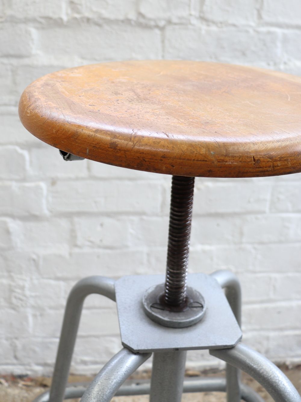 photo for sale Lovely French L.Sautereau Industrial Swivel Stool