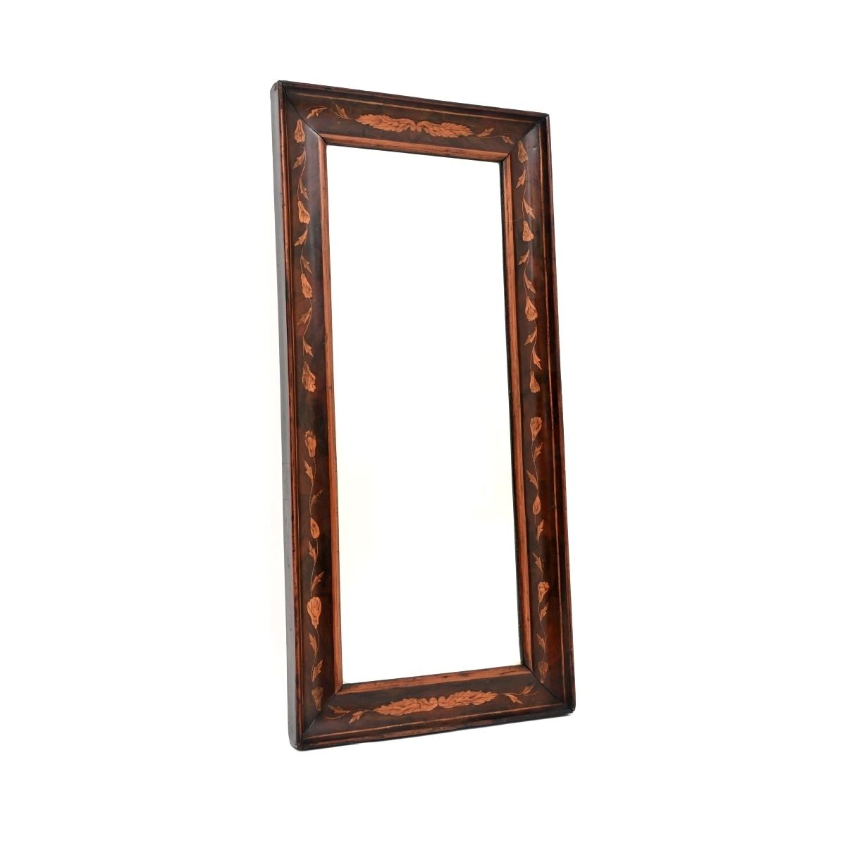 Antique Dutch Marquetry Period Inlaid Mahogany Mirror