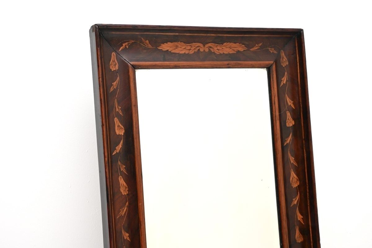 Antique Dutch Marquetry Period Inlaid Mahogany Mirror photo for sale