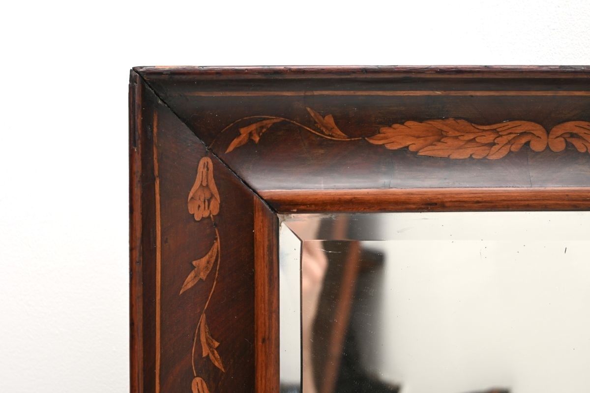 Antique Dutch Marquetry Period Inlaid Mahogany Mirror photo vintage