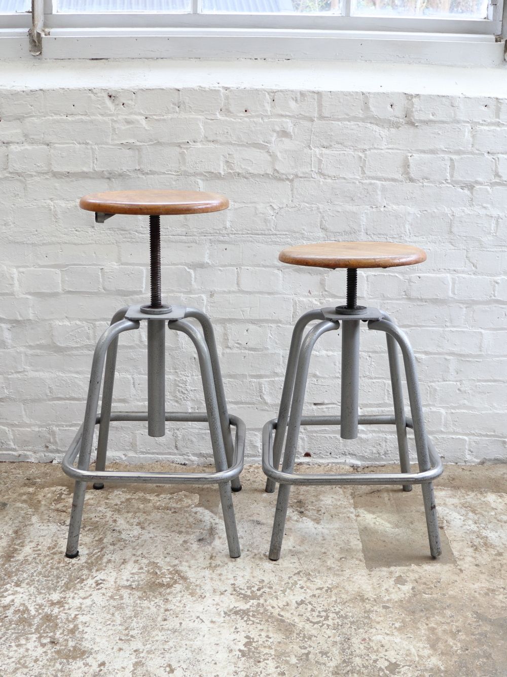 Furniture Lovely French L.Sautereau Industrial Swivel Stool photo