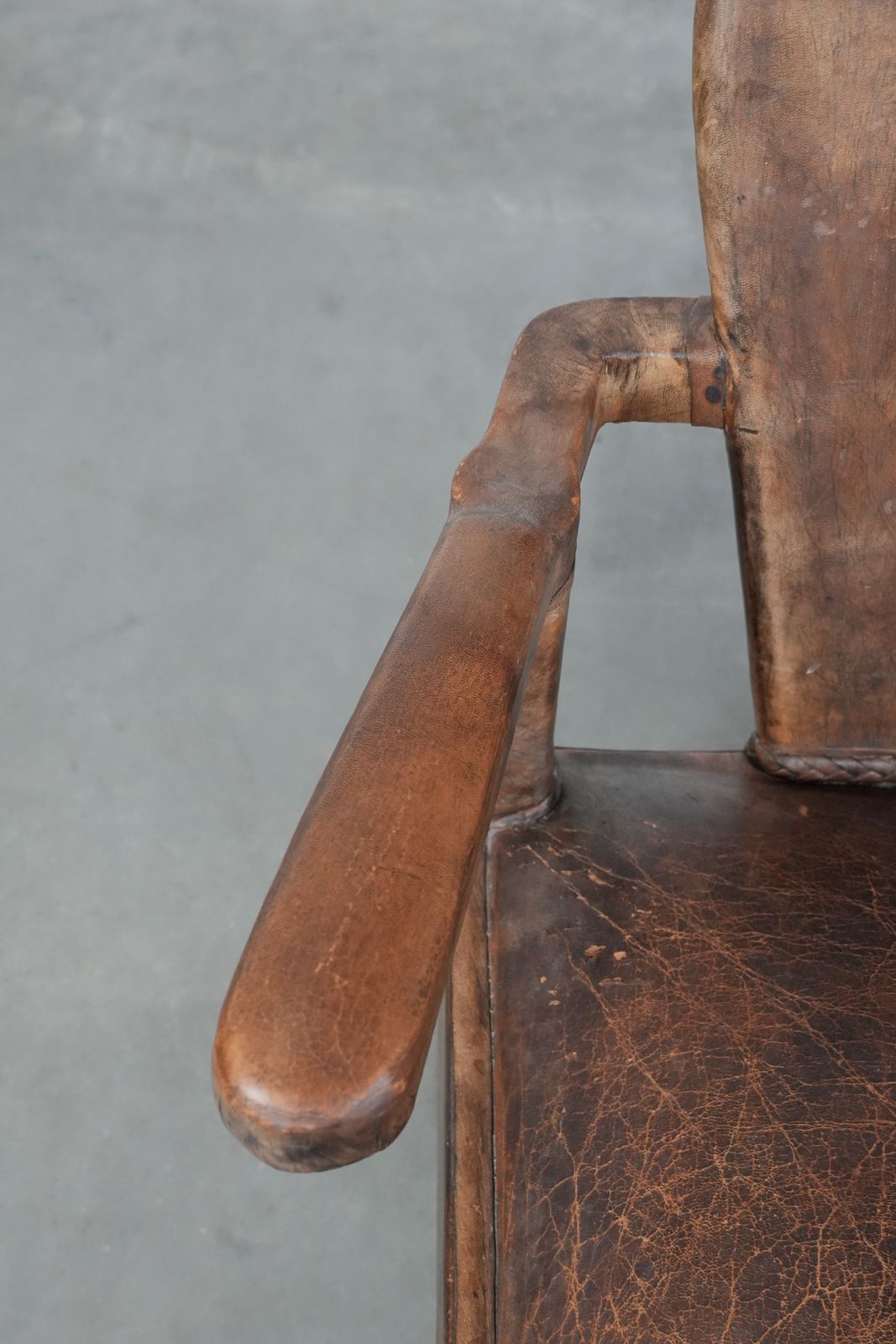 Unique Antique Sheep Leather Chair / Armchair With A Special North African Design photo buy