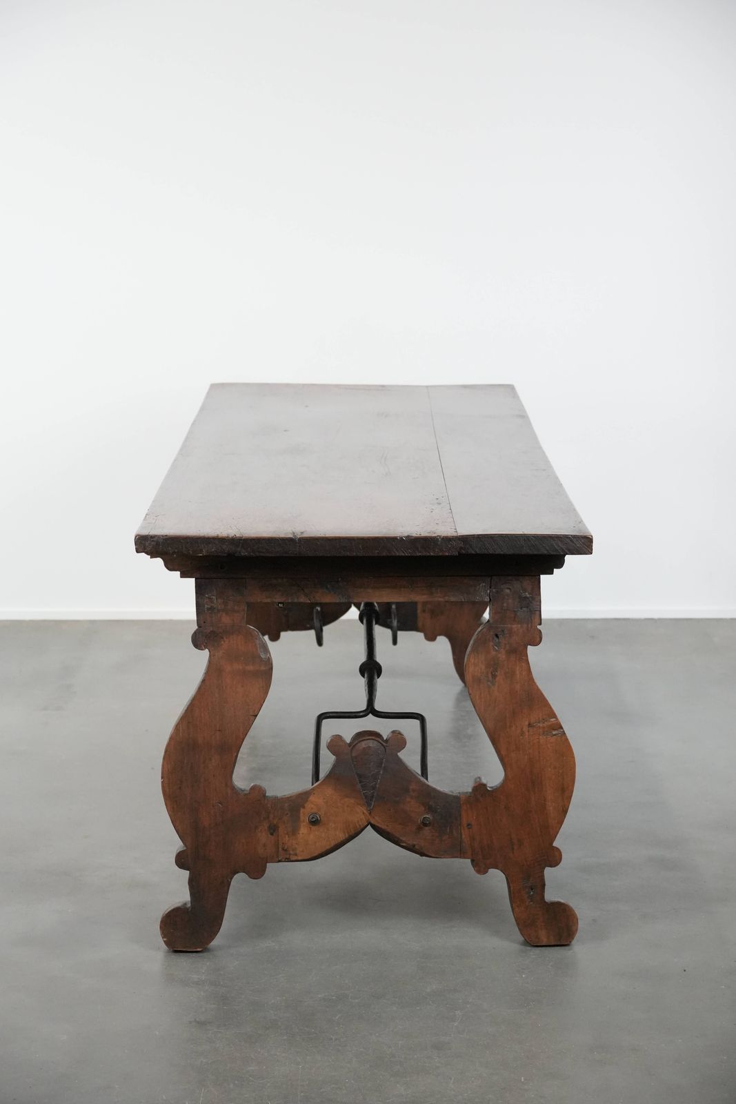 Antique 18th Century Spanish Dining Table With A Wrought Iron Base In A Unique Large Size photo for sale