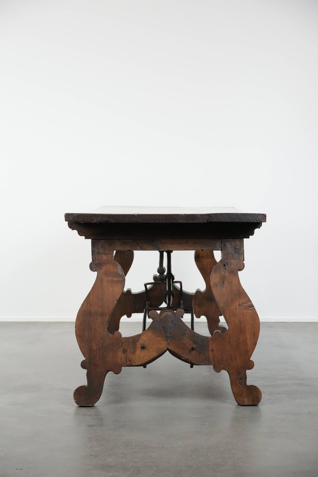 Antique 18th Century Spanish Dining Table With A Wrought Iron Base In A Unique Large Size photo Furniture