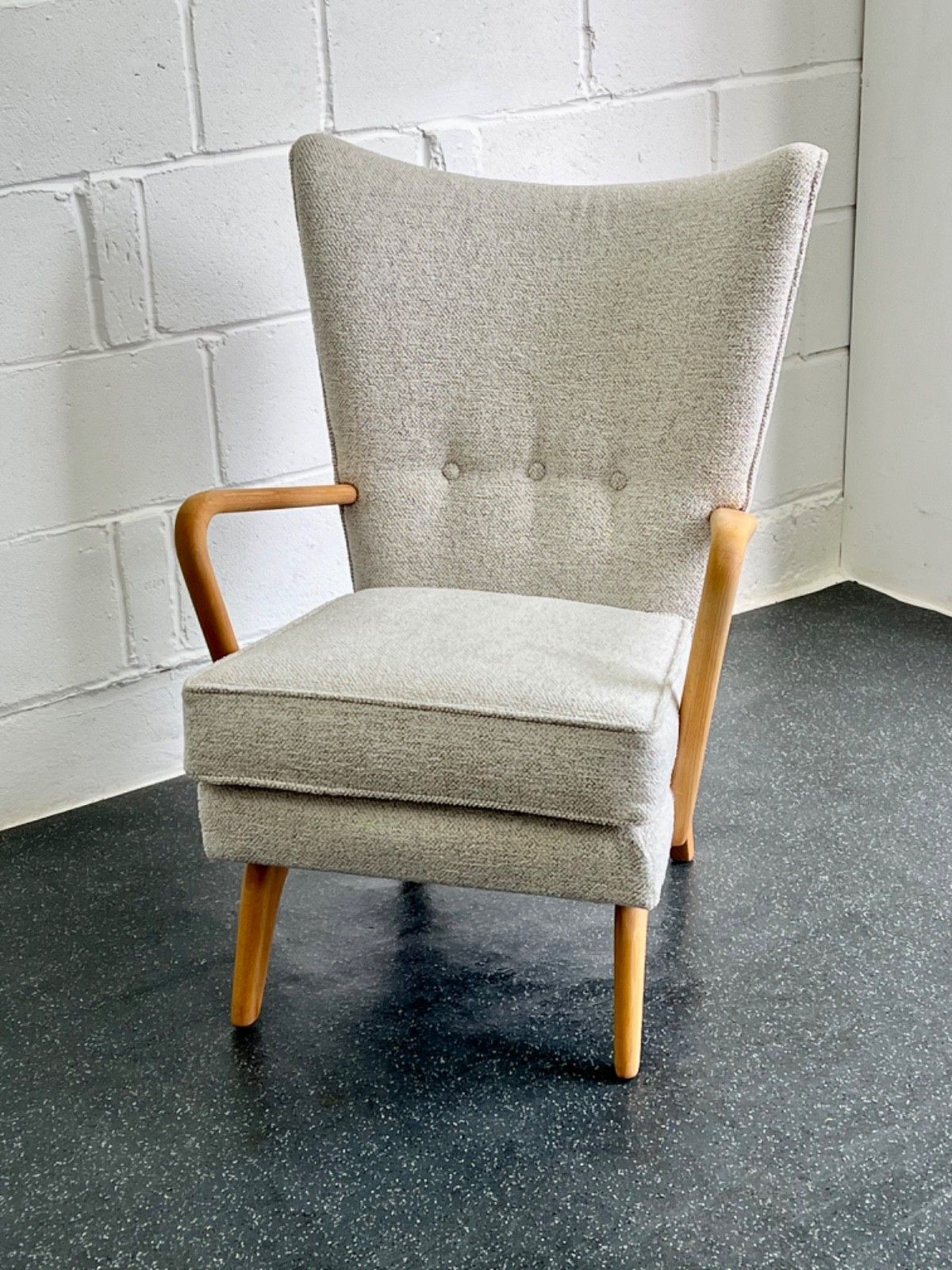 photo furniture Midcentury Howard Keith Bambino Armchair New Upholstery (Delivery Available)