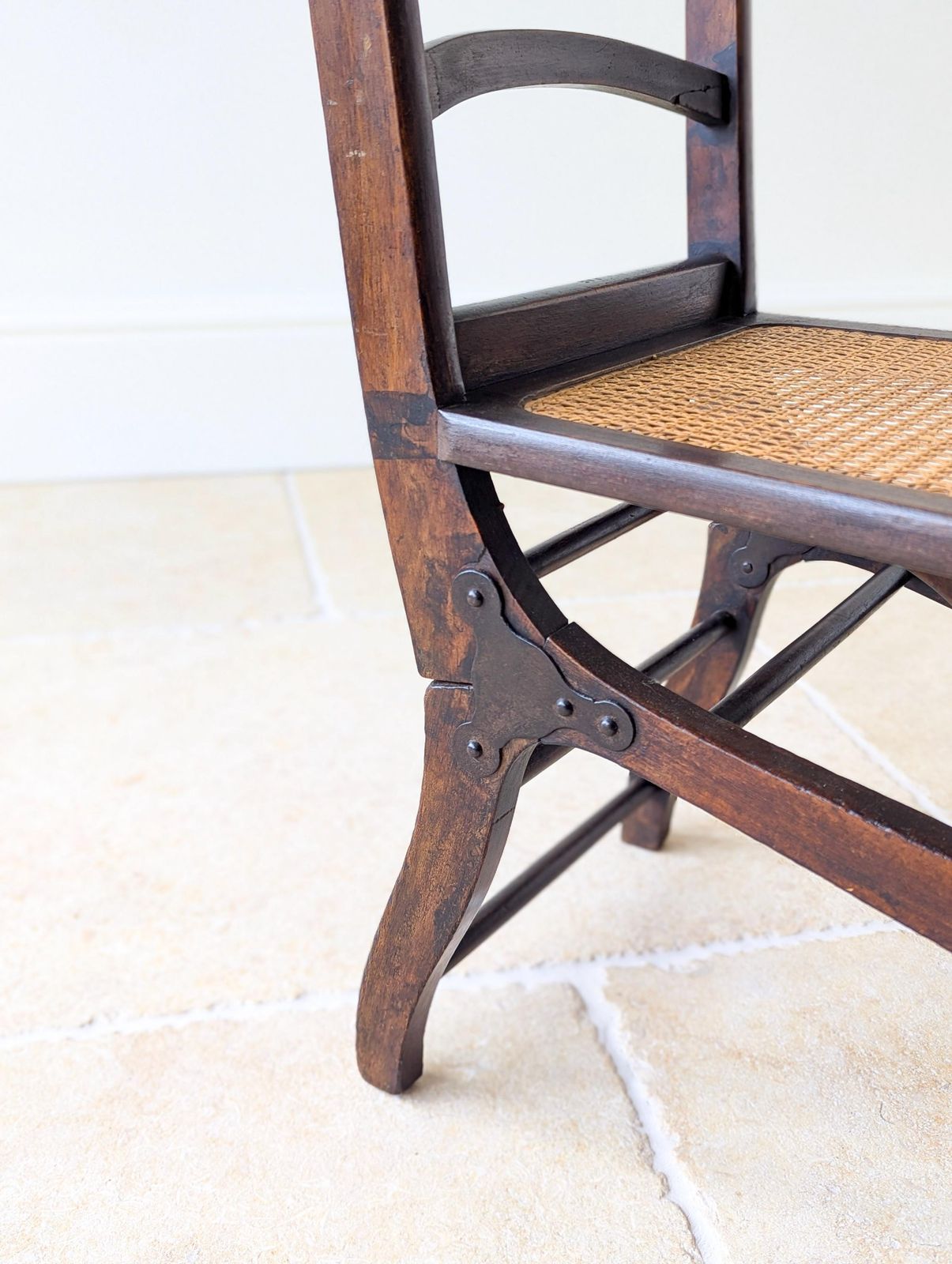 photo buy Antique Victorian Folding Campaign Chair C.1890.