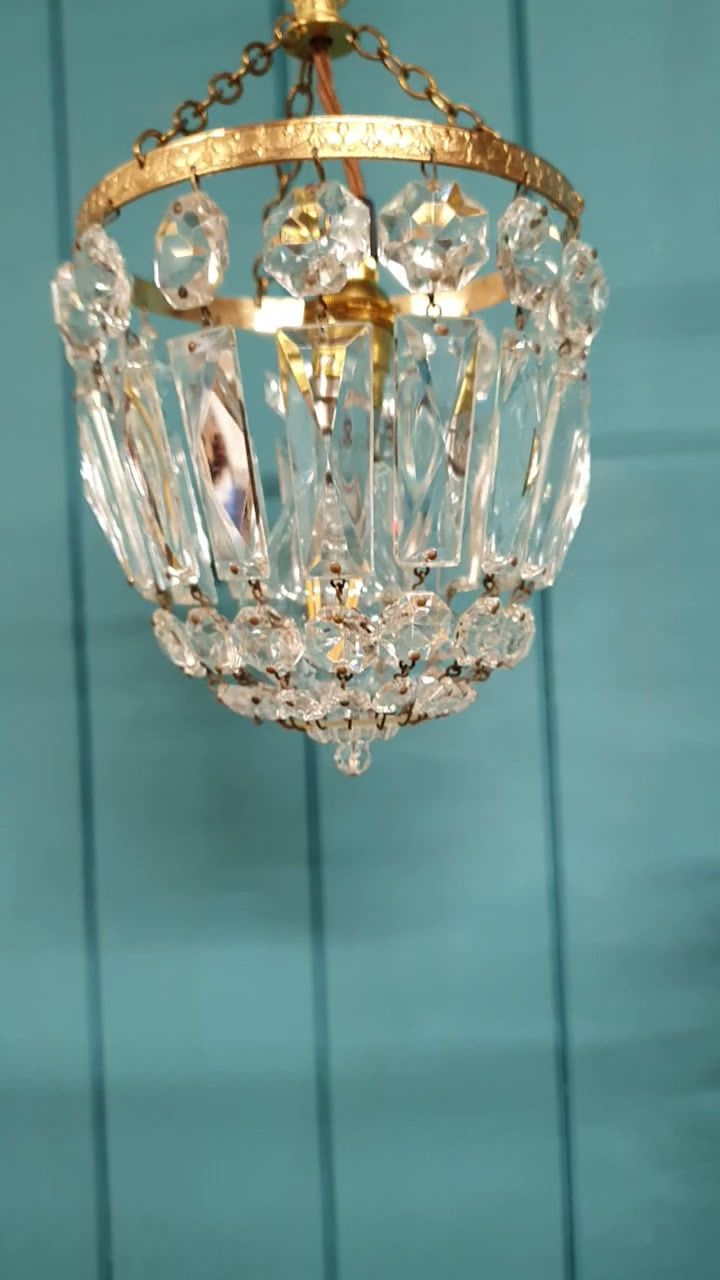Antique Pair Of Prison Bag Chandeliers 6" photo for sale