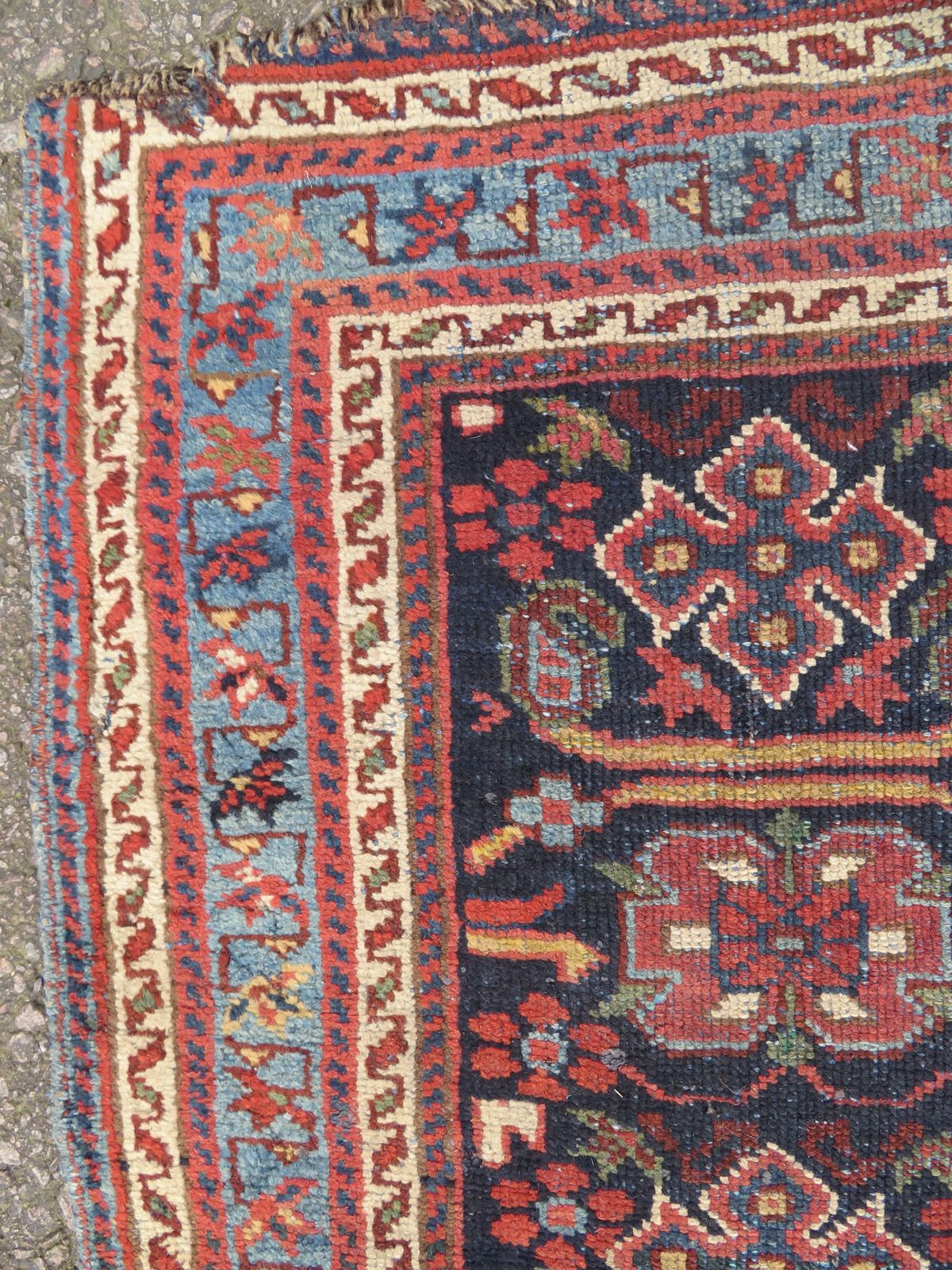 photo for sale Distressed Antique Kurdish Rug. 173cm X 137cm.