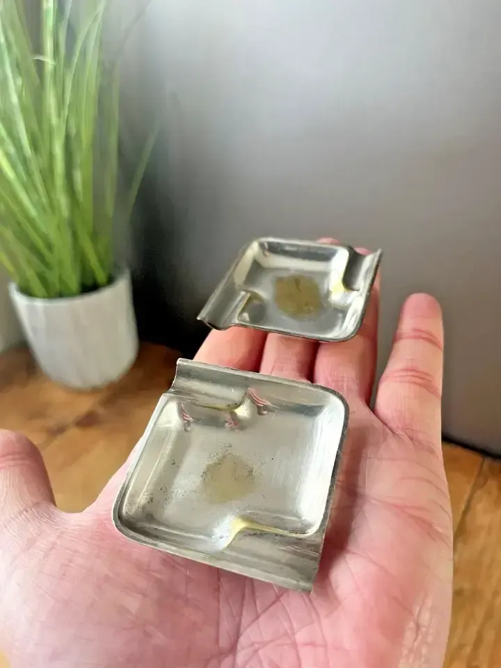 Pair Of 2 Small Wmf Cromargan Art Deco Geometric Bauhaus Style Desk Bar Ashtrays