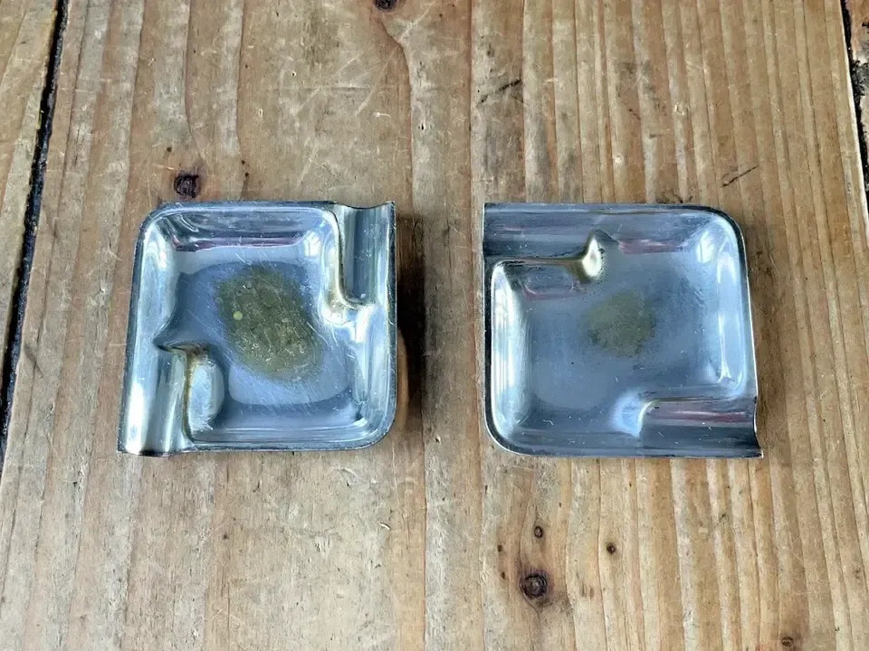 Pair Of 2 Small Wmf Cromargan Art Deco Geometric Bauhaus Style Desk Bar Ashtrays photo 75.0