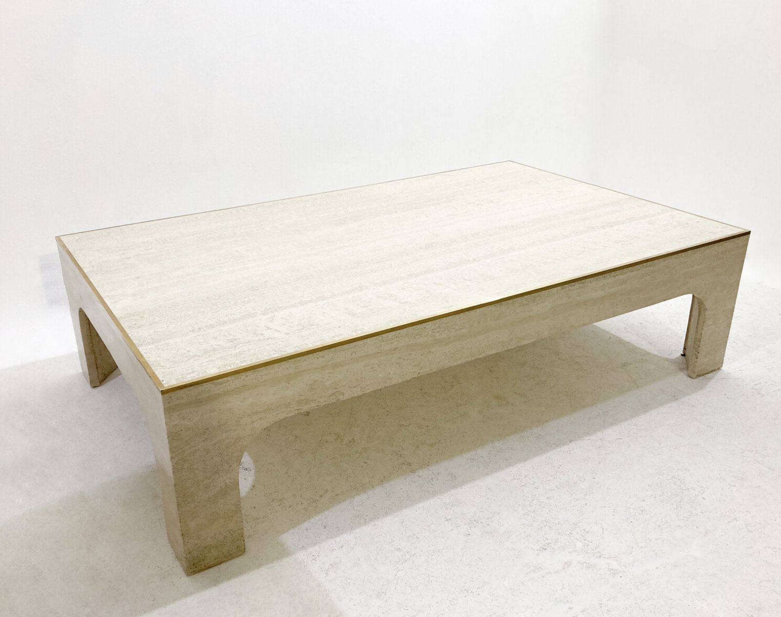 photo vinterior Mid Century Modern Travertine Coffee Table By Willy Rizzo, Italy, 1960s