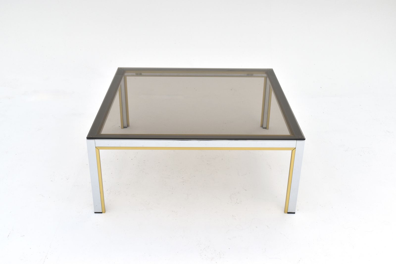 1970s Italian Renato Zevi Chrome, Brass & Smoked Glass Coffee Table photo Furniture
