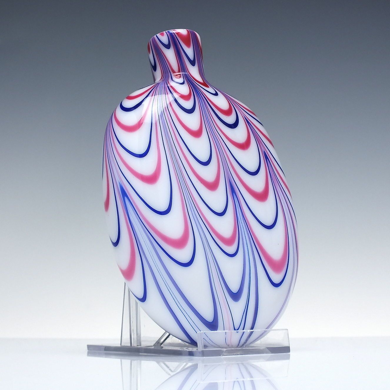 19th Century Nailsea Glass Flask With Red & Blue Decoration C1830 photo furniture