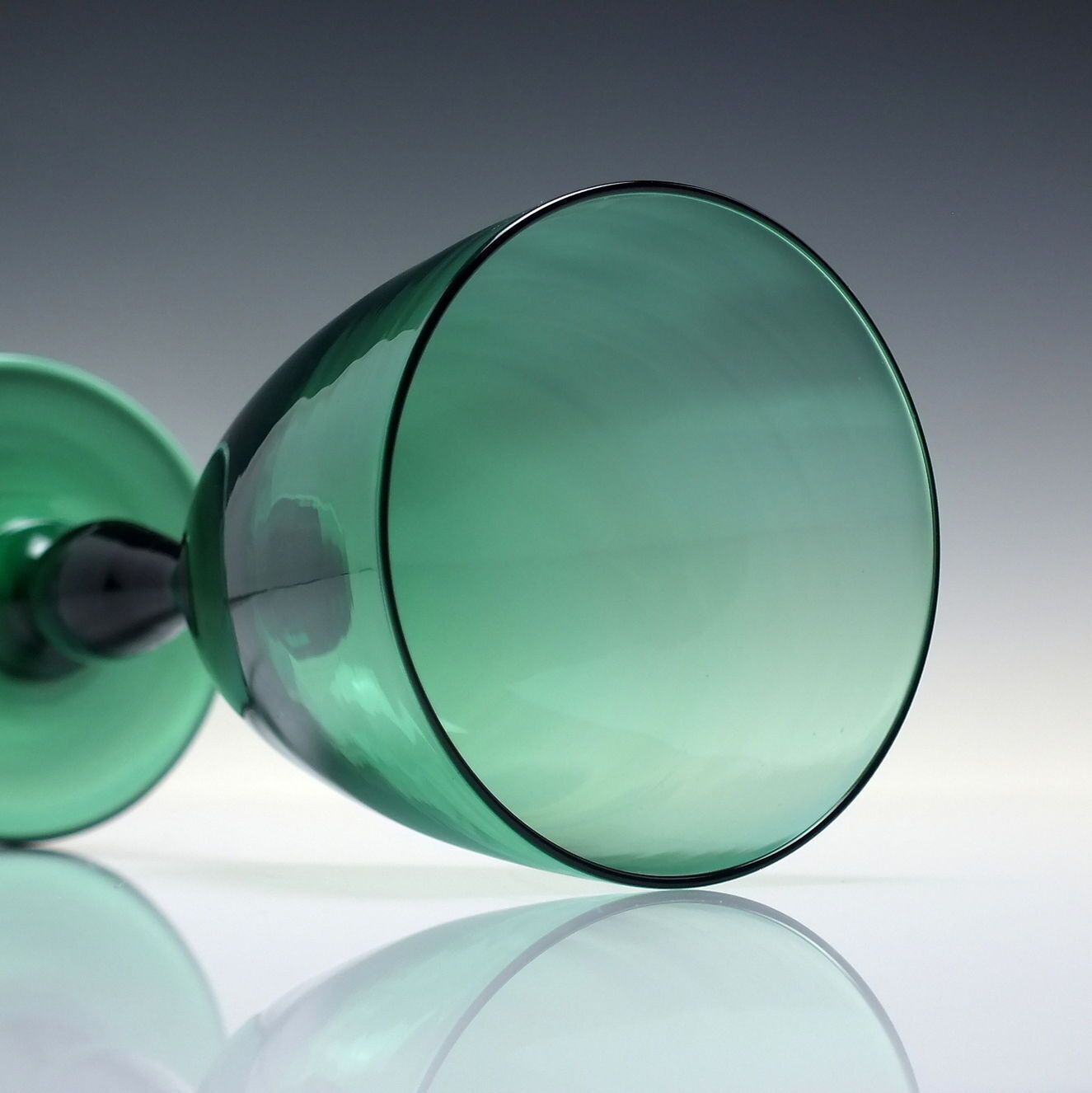 Pair Of Tall 19th Century Victorian Green Wine Glasses C1850 photo 120.0