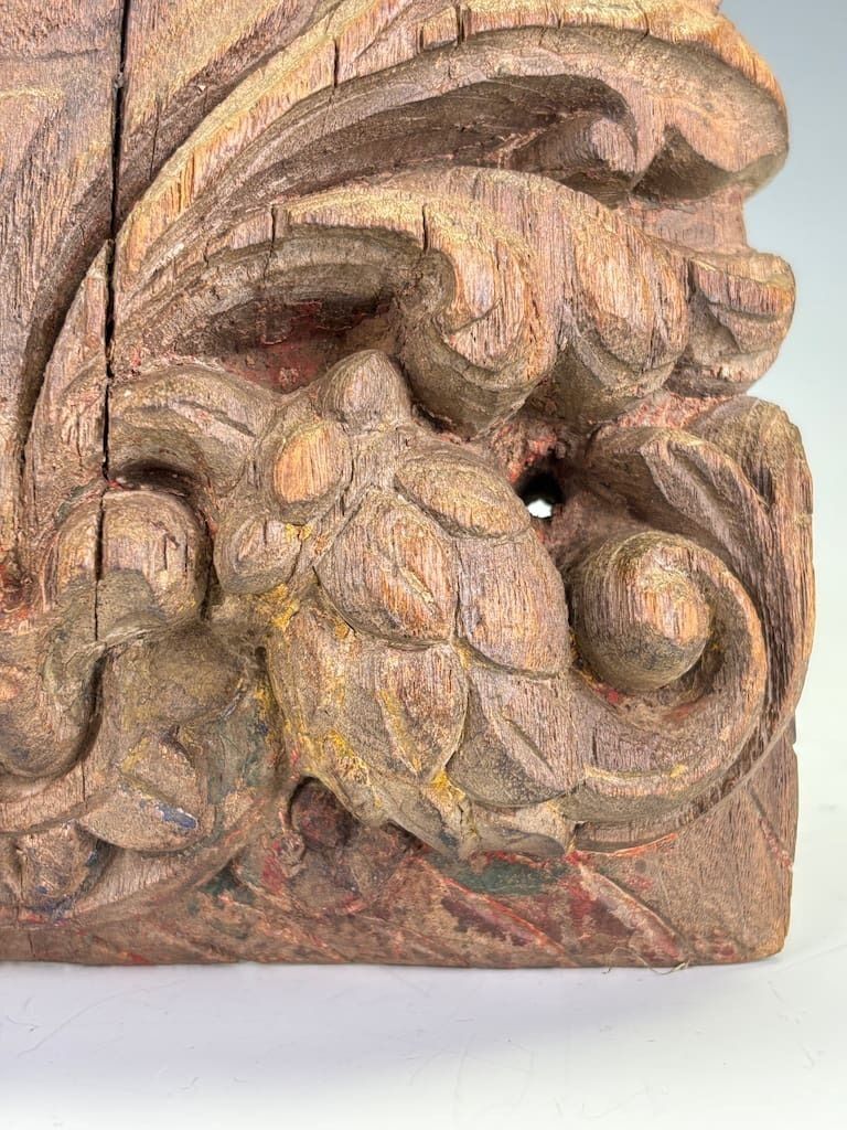 Fine 18th Century Indian Carved Hardwood Architectural Fragment Featuring A Noble Figure photo vintage