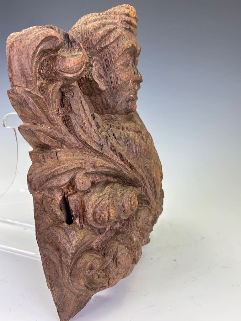 photo for sale Fine 18th Century Indian Carved Hardwood Architectural Fragment Featuring A Noble Figure