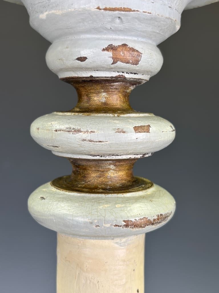 Home Decor A Swedish Carved Wooden Candlestick, Circa 1870 photo
