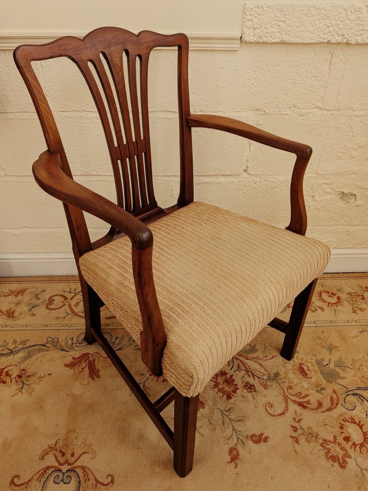 19th Century Mahogany Upholstered Armchair photo for sale