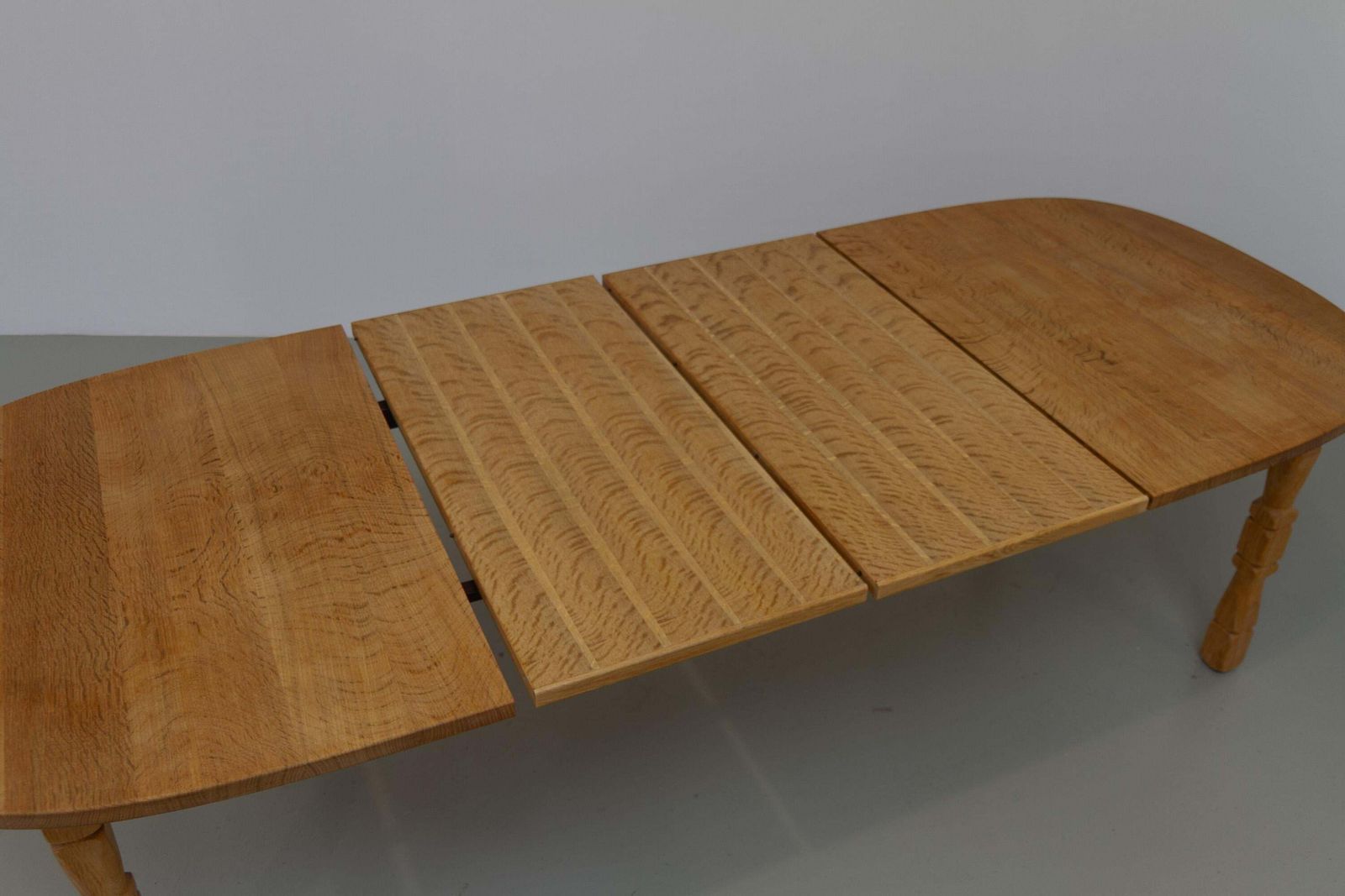 Furniture Danish Brutalist Oak Extendable Dining Table By Henning Kjærnulf, 1970s. photo