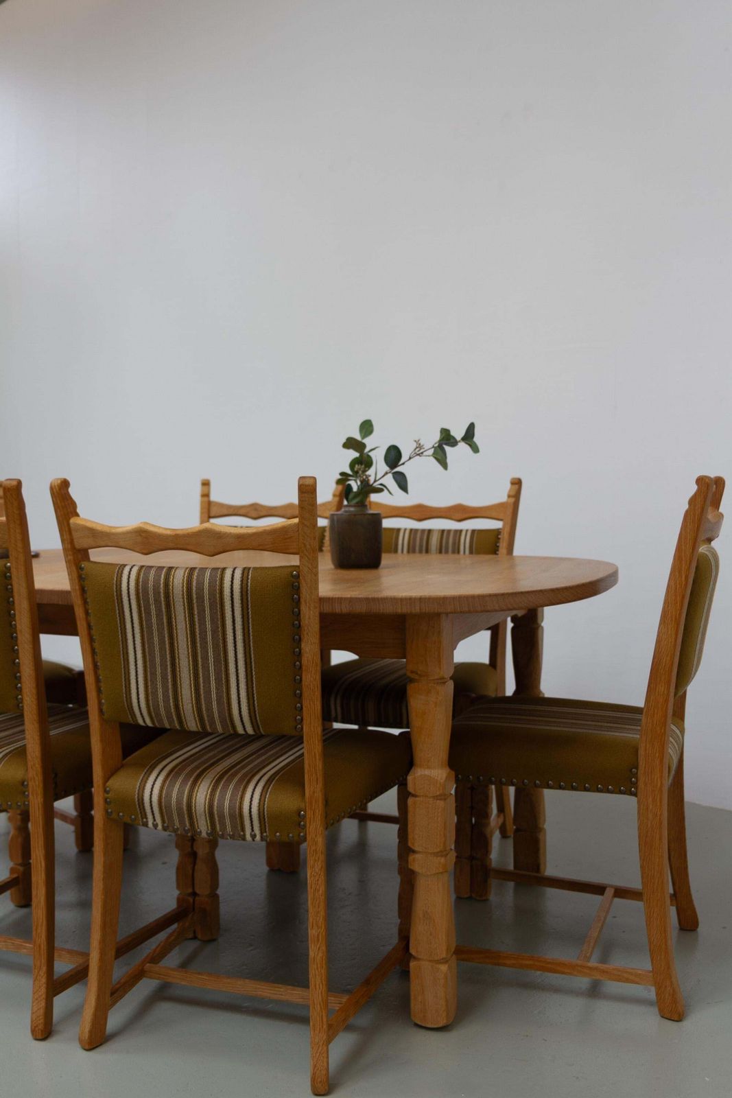Danish Brutalist Oak Dining Chairs By Henning Kjærnulf, 1970s. Set Of 6. photo Furniture