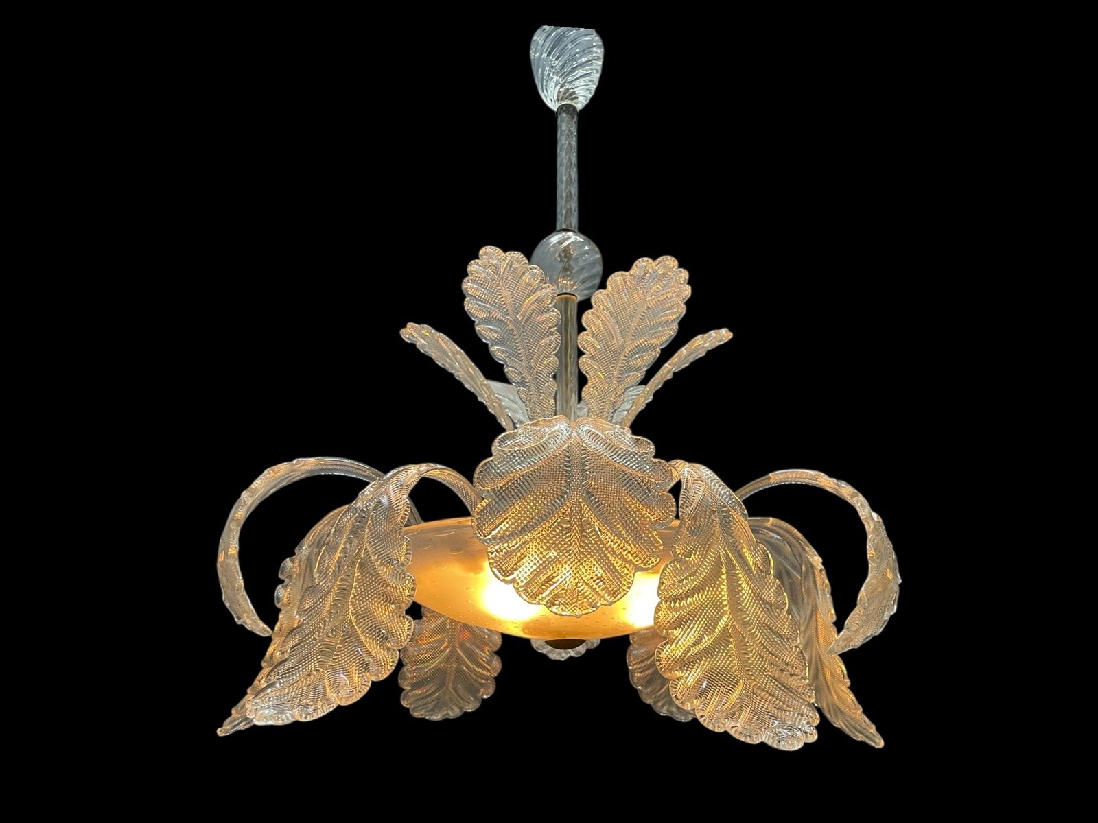 Large Murano Glass Leaf Chandelier By Barovier & Toso, Italy, 1950s photo furniture