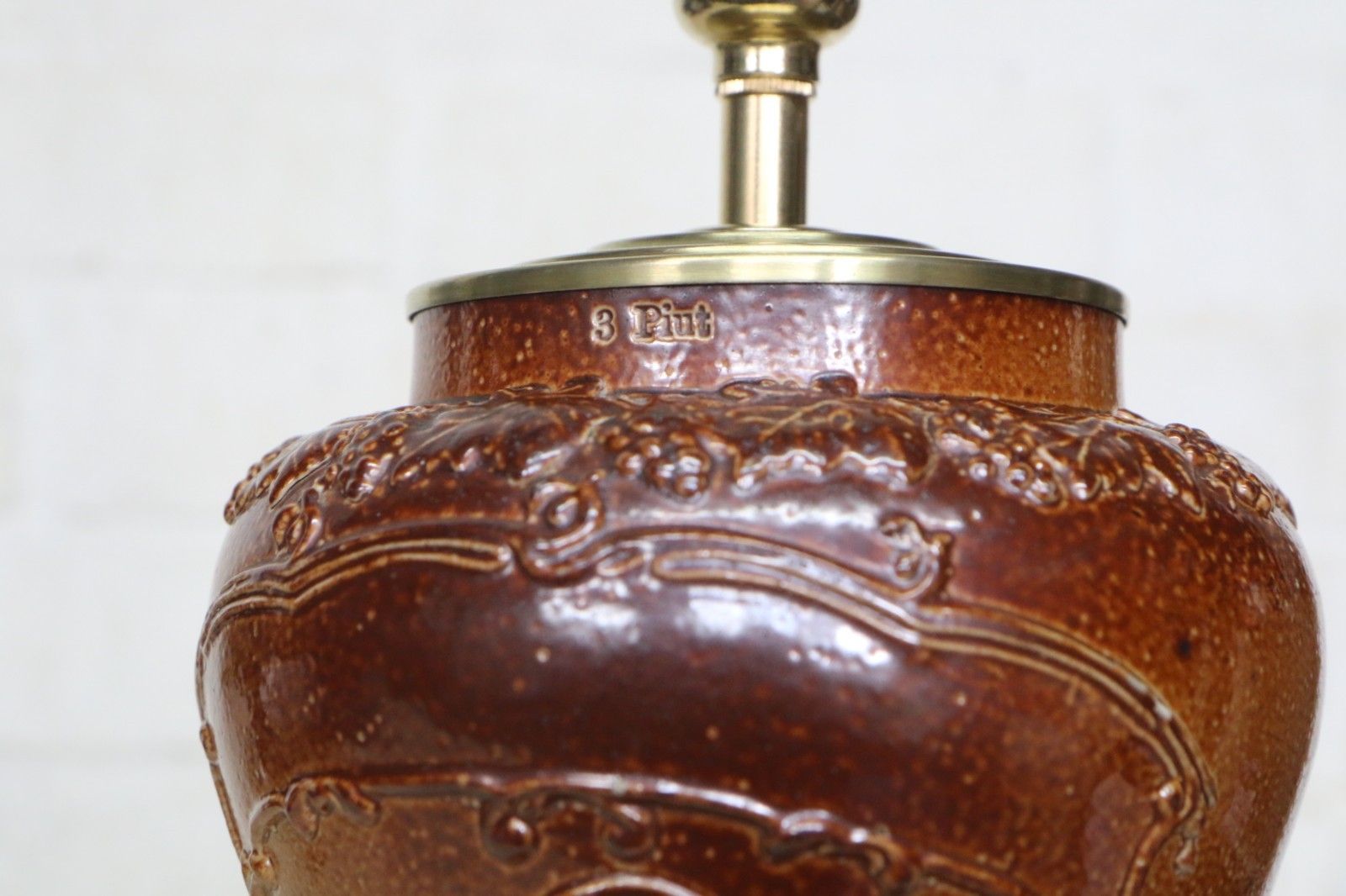 Table Lamp Antique Salt Glazed Lamp Port Dundas Glasgow Pottery Tobacco Jar 19th photo buy