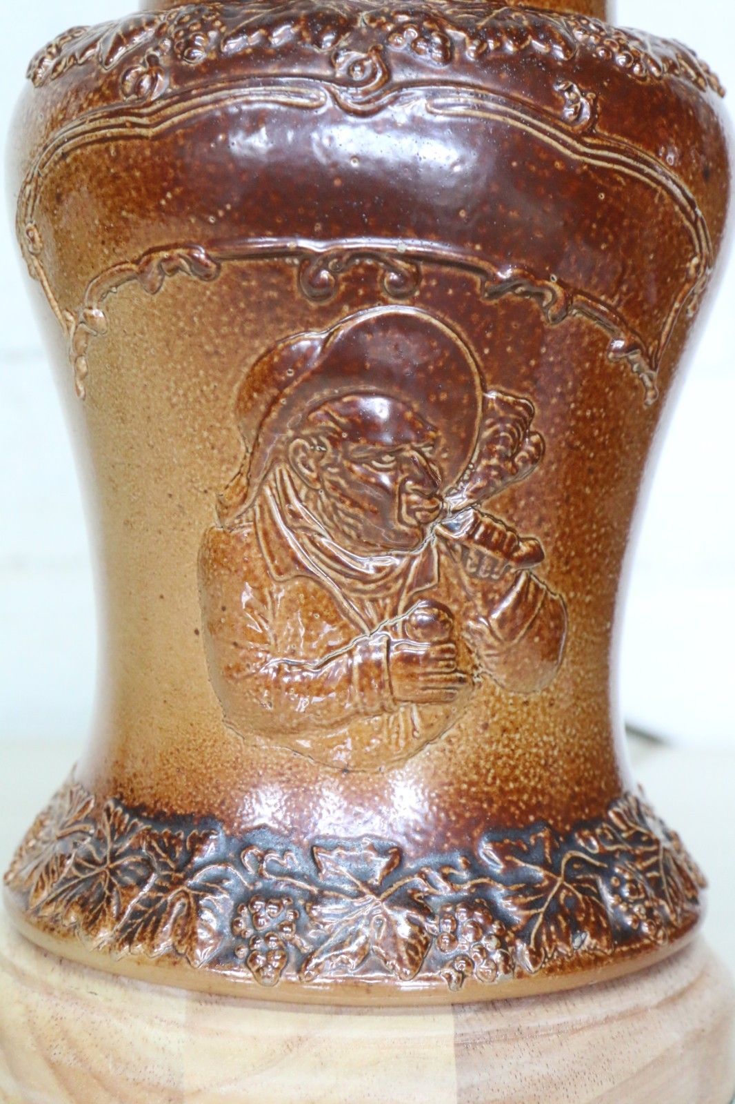 Table Lamp Antique Salt Glazed Lamp Port Dundas Glasgow Pottery Tobacco Jar 19th photo vintage