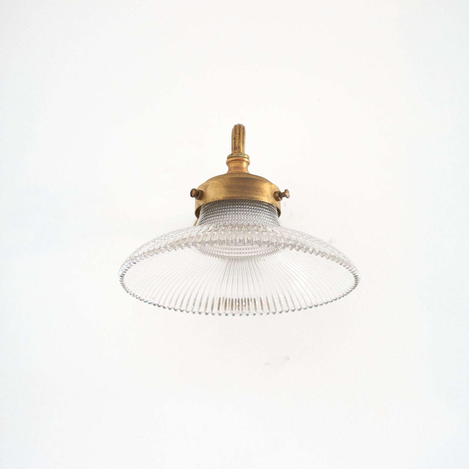 Antique Reclaimed Glass Holophane Wall Light – I photo for sale