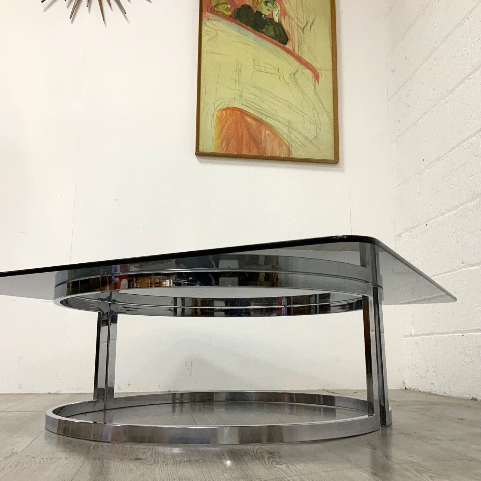 An Original Italian Chrome And Smoked Glass Coffee Table 1970s photo Furniture
