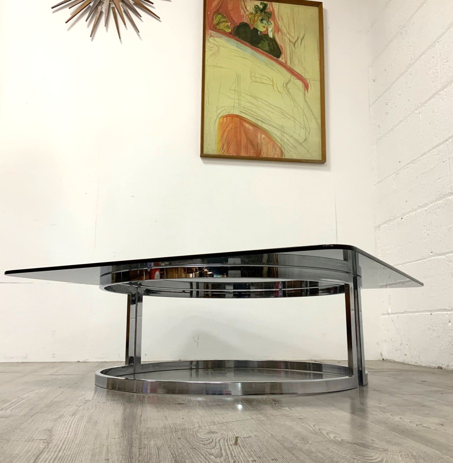 An Original Italian Chrome And Smoked Glass Coffee Table 1970s photo 445.0
